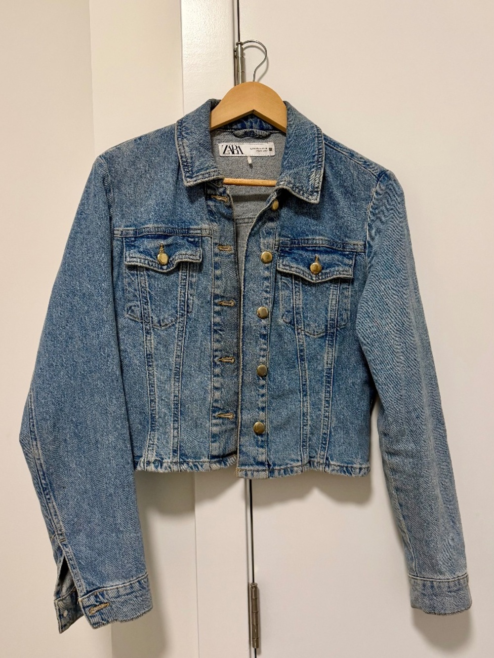 Zara TRF Faded Cropped Denim Trucker Jacket Medium